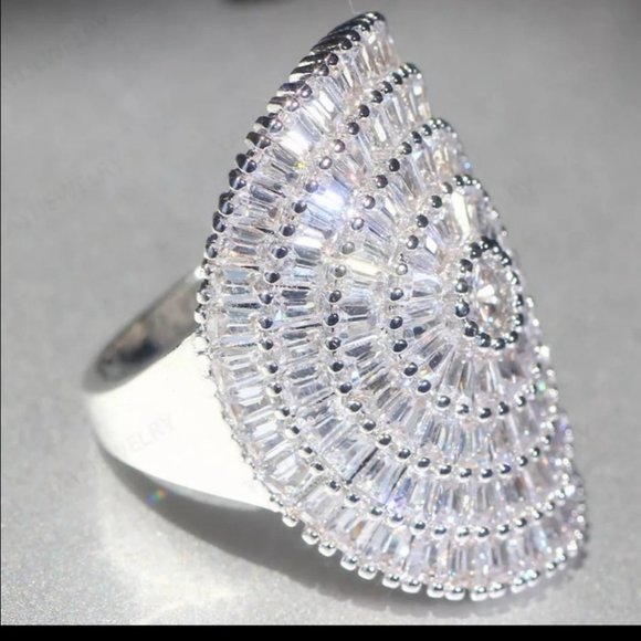 *NEW 925 Silver Shining Huge 21 CT Engagement Ring - Picture 5 of 5